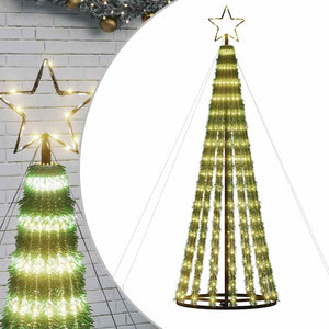 'Vidaxl Christmas Tree Light Cone - 275 Warm White Leds With Adjustable Lighting Effects, Outdoor Ready, Easy Assembly, Sturdy Iron Base