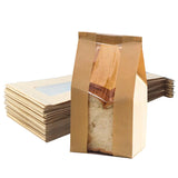 Amsthow 30 Pack Small Bread Bags with Window Paper Sourdough Sandwich Fold Loaf 11.8 x 4.7 x 3.5-inch Brown Bakery Packaging Sto