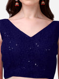 Pujia Mills Women'S Georgette Sipali Sequin Work Sleeveless Blouse (Navy Blue, 38)