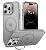 VoBoEo Magnetic Case for iPhone 14 Pro with Kickstand, Compatible with Magsafe, Built-in Camera Stash Stand, Military Protection
