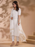 Gosriki Women'S Rayon Blend Printed Straight Kurta With Pant & Dupatta (Nukad Cream-Nw-Gs_Xl_Cream_X-Large),Cream,,B0CYH7HF8B