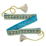Beautiful Turqoise Coloured Belt With Golden Embroidery Work For Sarees, Gowns And IndoWestern Outfits(44)