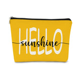 Hello Sunshine Summer Yellow Inspirational Makeup Bag Cosmetic Bag Gift for Teen Girls,Birthday Christmas Gifts for Women Friend