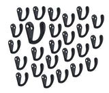 QCAA Premium Quality Single Prong Hook Hanger, Zinc Die Cast Matte Black, Made in Taiwan, 25 Pack