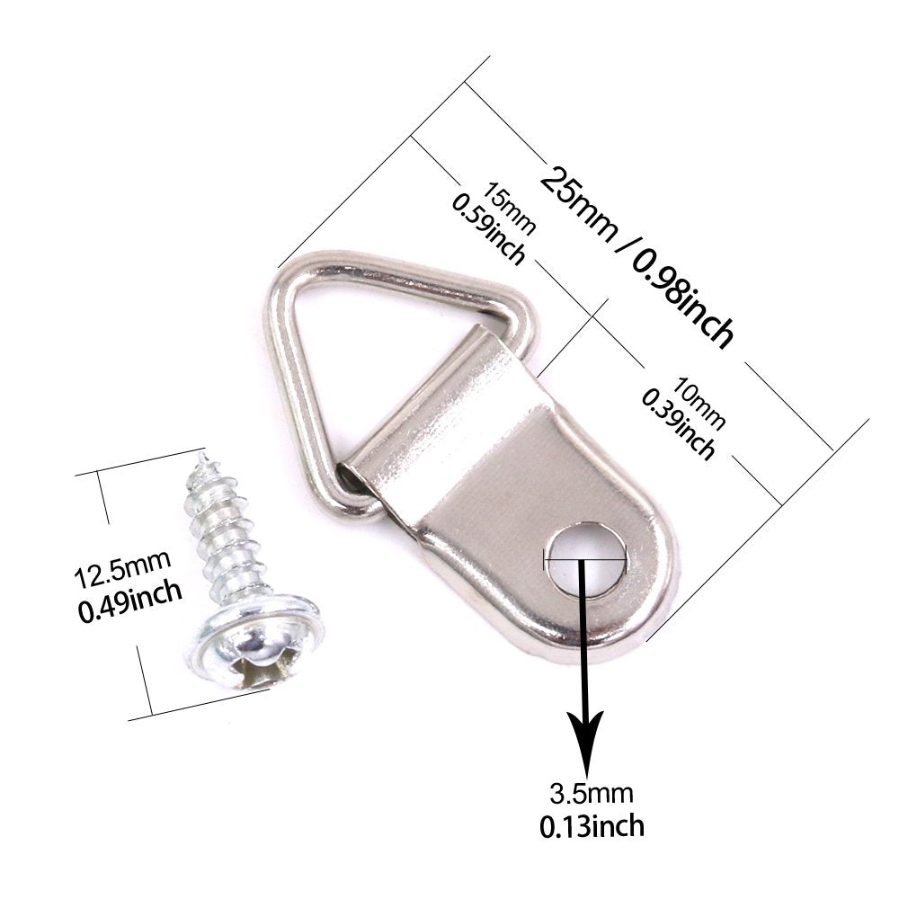 110 Pcs Triangle Ring Picture Hangers Shape Nail Non-Trace Hangers Single Hole with Screws for Home Decoration Creative Picture