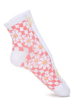 American Eagle Women White Checkered Flower Boyfriend Sock 2Pack