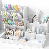NIYAMKAAY Cute Pen Pencil Holder for Desk, Multifunctional Stationery Organizer Box with Multiple Compartments, Desktop Storage