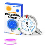 MEANLIN MEASURE 0~40Psi Liquid Filled Pressure Gauge Stainless Steel 2.5 FACE DIAL 1/4 NPT 316 Stainless Steel Joint for Pool Sa