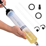 SOWKIPE 500CC Automotive Fluid Extractor Pump, Premium Manual Extraction & Fill Pump with 2 Hoses, Oil Syringe with Powerful Suc