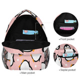 Cute Penguin Backpack for Boys Girls Kids Cartoon Pink Sea Animals Dots Student Bookbag School Bag 14 inch Laptop Backpacks Trav