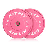 RITFIT Pink Weight Plates, 2 Inch Olympic Barbell Weight Plate, Bumper Plates With Steel Insert, Pink Weights for Gym and Home
