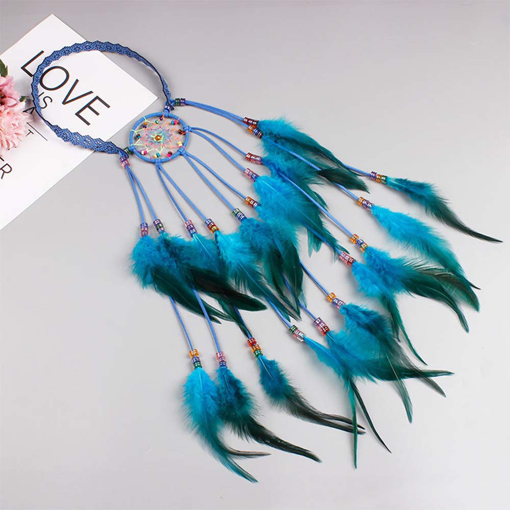 Anglacesmade Bohemian Head Chain White Feather Headband Dreamcatcher Headpiece Prom Party Festival Hair Piece Boho Gypsy Hippie