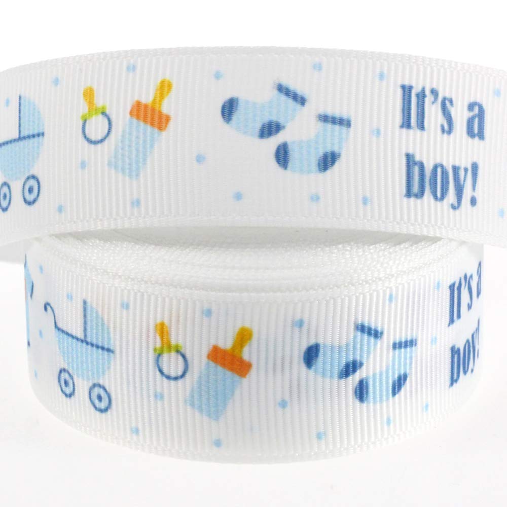Midi Ribbon Its a boy Ribbon Single Face Printed Grosgrain Ribbon, 7/8 X 10 Yards, Baby Boy Ribbon for Baby Shower Birthday The
