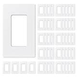 AIDA 1-Gang Screwless Light Switch Cover Plate, Standard Decorative Outlet Covers - Matte White, 50-Pack Unbreakable Polycarbona