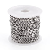 Pandahall 16.4 Feet Stainless Steel Cuban Link Chains Unwelded Small Metal Jewelry Cuban Chains with Spool Roll for Men Women Ne