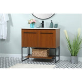 Elegant Decor Sloane 36 Mdf And Steel Single Bathroom Vanity In Teak