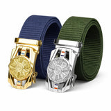 MenS Tactical Nylon Belt With Metal Buckle, Multicolor, Adjustable, Solid Pattern, Heavy Duty Canvas Waist Belt, 2 Pack