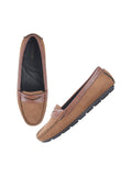 Shoetopia Upper Suede Detailed Tan Loafers For Women & Girls /Eu40,Bronze,7,B0DWFSRCGV