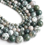 Yochus 45pcs Round Loose Tree Agate Beads for Bracelet Beads