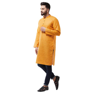 Sojanya (Since 1958 Men'S Cotton Blend Mustard Woven Design Only Long Kurta Size: 42