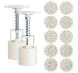 SAGOOITS Moon Cake Mould Set 50g, 12 PCS Pattern Hand-Pressure Mooncake Molds,Includes 10 pcs flower pattern base and 2 Pieces P