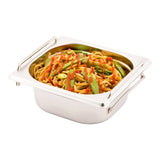 Restaurantware Met Lux 7 Inch x 6.4 Inch x 2.5 Inch Steam Table Pan 1 One Sixth Hotel Pan AntiJam Deep Silver Stainless Steel