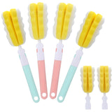 Bottle Brush Sponge, 4 PCS Cup Water Bottle Sponge Brush Cleaner, Detachable Handle Bottle Cleaning Brushes for Baby Glasses Mug