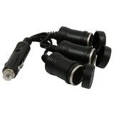 Roadpro Cigarette Lighter Adapter Rppsp-211 - 3-Way 12V Power Supply Socket Splitter With Led Indicator 10 Amps - Black