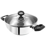 Vinod Stainless Steel Deluxe Kadhai with Glass Lid 2.8 Litre, 24cm | Extra Thick, SAS Bottom | Soft Handle | Kadai for Cooking