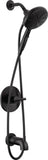 Delta Faucet Nicoli 14 Series SingleHandle Tub and Shower Trim Kit, Black Shower Faucet with 6Spray Hand Held Shower Head with