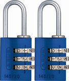 ABUS 145/20-20mm Body 3-Dial Resettable Combination Padlock, Blue 2ct (2pk)