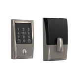 Schlage BE499WB CEN 619 Encode Plus WiFi Deadbolt Smart Lock, Keyless Entry Touchscreen Door Lock with Century Trim, Satin Nicke