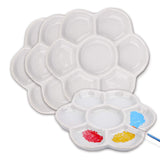 Foraineam 4 Pieces Ceramic Paint Palette Artist 7 Well Flower Palettes Painting Oil Watercolor Mixing Trays
