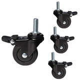 Mini Swivel Caster Wheels,1inch Threaded Stem Casters,Stem M6x15mm,Ball Bearing Silent TPE Rubber Caster Wheels,with Brake and S