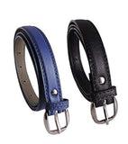 Pinkit Pu Leather Belt Combo Pack For Women/Ladies/Girls (Free Size, Fits Waist Size 26 To 34) Black And Blue (Pack Of 2)