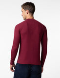 FYLTR Men's Casual Raglan Sleeve Henley T-Shirt with Pocket Detail - Full Sleeve | Buttoned Placket,Berry Cherry