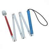 Aluminum Mobility Folding White Cane for Vision Impaired and Blind People (Folds Down 6 Sections) (150cm (59.1 inch), Blue Handl