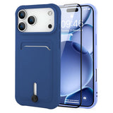 MZELQ TPU Wallet Compatible with iPhone 17 Pro Max Case 2025, Card Holder Camera Protection Cover + Screen Protector, Push-able 