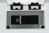 Jofran Inc. Gramercy Chevron Mid-Century Modern Three Drawer Usb Charging Desk