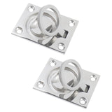 Bitray 2Pcs 316 Stainless Steel Flush Ring Pull Handle Silver Lifting Ring Pull Handle for Marine Deck and Furniture (2.46 x 1.7