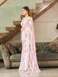 Womanista Womens Satin Hand Print Saree (Ti3310_Baby Pink)