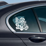WIRESTER 6 inch Clear Vinyl Decal Sticker Decoration for Car Window (Or Any Flat Surface) - Rose Skull