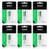 REACH Waxed Dental Floss 6Pack, Mint, 200 yds, Plaque Remover, Shred Resistant, Extra Wide Cleaning, Gentle on Gums & Teeth, PF