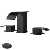 GAGALIFE 8 Inch Waterfall Bathroom Faucets 3 Hole - Oil Rubbed Bronze Widespread Bathroom Faucet with Pop-up Drain, Two Handles 
