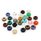 2TTFishoo 15PCS Big Hole Natural Stone Beads Gemstone for Jewelry Making,Rondelle European Loose Beads for DIY Making,Mixed Colo