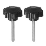 HARFINGTON 2pcs Star Knobs M8 x 60mm 304 Stainless Steel Threaded Stud 46mm Plastic 6-Star Head Hand Tightening Thumb Screw Clam