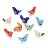 Elecrelive 10Pcs Painted Bird Ceramic Beads Animal Porcelain Spacer Beads Colorful Cartoon Bird Charms for DIY Bracelets Earring