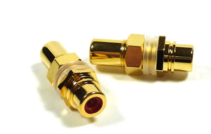 1-Pr Philmore Gold RCA To RCA Bulkhead Female Jacks, Red and White Panel Mount