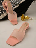 Shoetopia Clear Strap Solid Peach Block Heels For Women & Girls /Uk5,Peach,5,B0BZPSF9DX