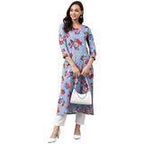 Gosriki Women'S Crepe Straight Printed Kurta (Sanju Blue_S-Go_Blue_Small),Blue,,B0B7NLC2LQ